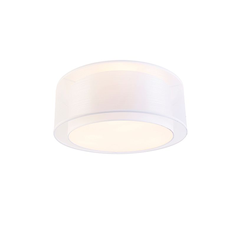 QAZQA Drum Duo Plafondlamp - Wit - Ø 50 cm - 3-lichts - Stof