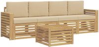 vidaXL Bankset voor buiten, 5-delig, wit en beige, polyester