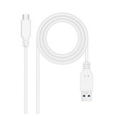 USB 3.1 Gen 2 kabel, 10 Gbit/s, 3 A, USB-C naar USB-A, wit, 2 m, ideaal voor snelle gegevensoverdracht en opladen.
