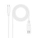 USB 3.1 Gen 2 kabel, 10 Gbit/s, 3 A, USB-C naar USB-A, wit, 2 m, ideaal voor snelle gegevensoverdracht en opladen.