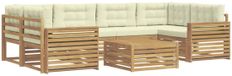 vidaXL Outdoorbankset, 7-delig, wit en crème, acacia hout
