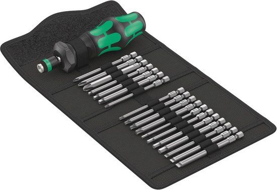 Wera Kompakt Turbo Imperial 1 05057483001 Bitset 19-delig 1/4 (6.3 mm) Incl. bithouder en schroevendraaier