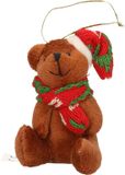 Merkloos / Sans marque G. Wurm Gmbh + Co. Kg Kersthangers - knuffelbeertjes - bruin - pluche - 7 cm - kerstboomdecoratie