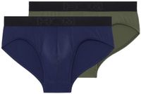 HOM Heren slip / onderbroek 2 pack Supersoft donkerblauw / groen XXL