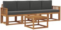 vidaXL Acacia Hout Bank Loungeset 4 Zitplekken Natuurlijk en Antraciet