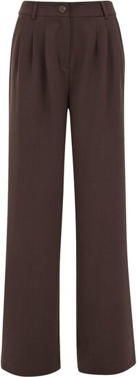 WE Fashion Dames Wide Leg Pantalon Dark Brown 38