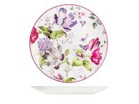 H&H Madam Set van 12 platte borden, porselein, bloemenpatroon, wit, 27 cm