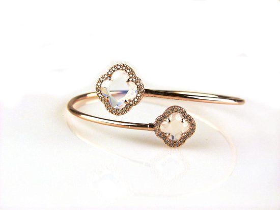 model toi et moi armband zilver roze verguld opaal 925 zilver zirkonia 21 cm dames