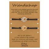 Pax Amare Vriendschapsarmbandjes voor 2 "Vriendschap" - Hondenpootjes - BFF Armbandjes met Cadeau Kaartje - Zilverkleurig & Goudkleurig - Elastisch Verstelbaar