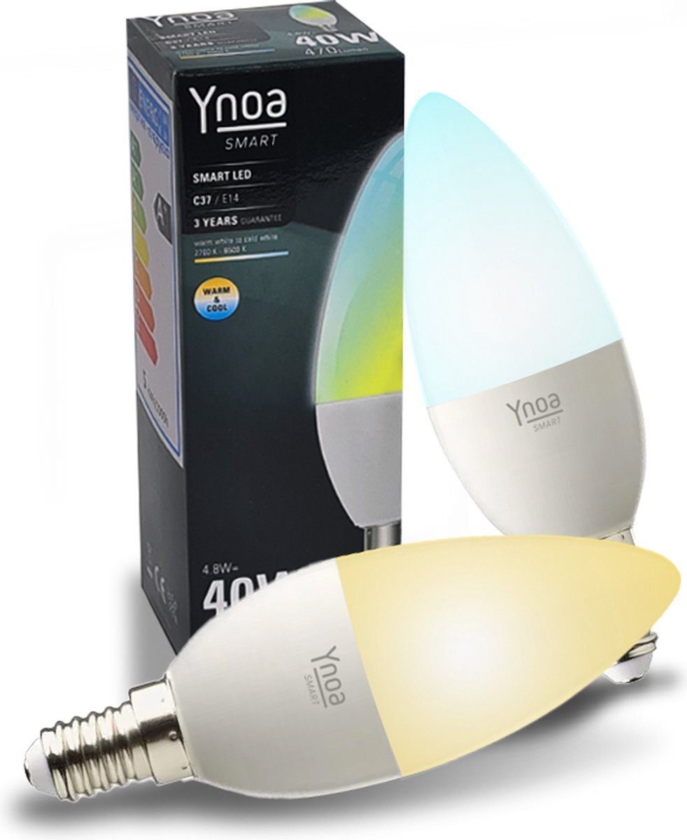 Ynoa Set van 2 Smart Lampen White Tones - E14 LED kaarslamp - Zigbee 3.0 - Dimbaar - CCT - Werkt met o.a. Philips Hue en Homey
