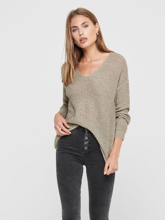 JDY JDYNEW MEGAN V-Neck Pullover - Women - Size XS - Grey