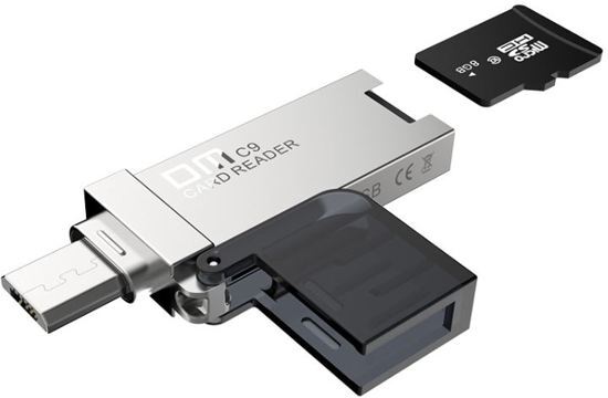 Drphone DM Series USB naar Micro USB HUB â€“ Mini USB-Stick Kaartlezer â€“ USB 3.0 â€“ Zilver/Zwart