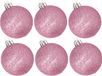Cosy&Trendy Billiet - Vanlaere 6x stuks kunststof glitter kerstballen roze 6 cm