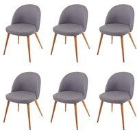 HWC Set van 6 eetkamerstoelen HWC-D53, keukenstoel, retro jaren 50 design, stof/textiel ~ donkergrijs