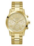 Guess Mens Parker GW1006G2 Bracelet en acier inoxydable et verre minéral pour homme Cadran doré 5 barres Diamètre du boîtier 44 mm