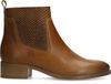 Manfield - Dames - Cognac leren enkellaarsjes - Maat 41