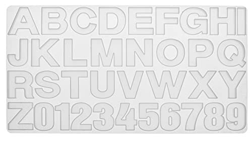 Glorex Cijfers en letters, 36 stuks, 35 x 40 x 8 mm, siliconen vorm, transparant, 36 x 19 cm
