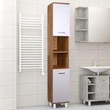 Shally Dogan Grote, ruimtebesparende kast met 2 deuren, smalle vrijstaande kast met 4 poten, multifunctioneel opbergrek, woonkamer, badkamer, keuken, boekenkast, kantoor (wit + eiken)