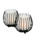 Boltze Windlicht Laval (2-delig, zwart, glas, ijzer, 12 cm hoog, modern design, tuindecoratie, tafeldecoratie, windlicht, theelicht glas) 1018022