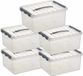 Sunware 5x Q-Line Opberg Box - 15 Liter - Transparant/Zilver
