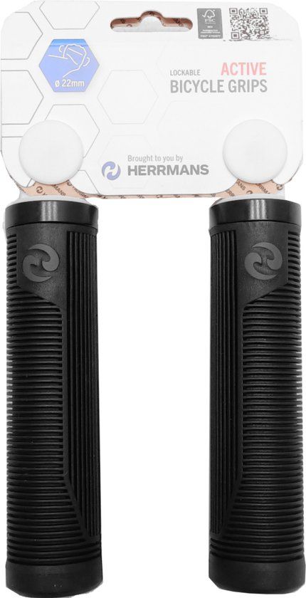 Herrmans Rib Single Lock DD41B 130 mm Handlebar Grips - Grey/Black