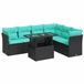 vidaXL 7-delige dining loungeset met kussens polyrattan acacia zwart