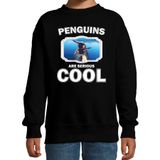 Bellatio Decorations Dieren pinguins sweater zwart kinderen - penguins are serious cool trui jongens/ meisjes - cadeau pinguin/ pinguins liefhebber - kinderkleding / kleding 170/176