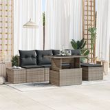 vidaXL Tuinbank Set 4-zits Polyrattan Grijs