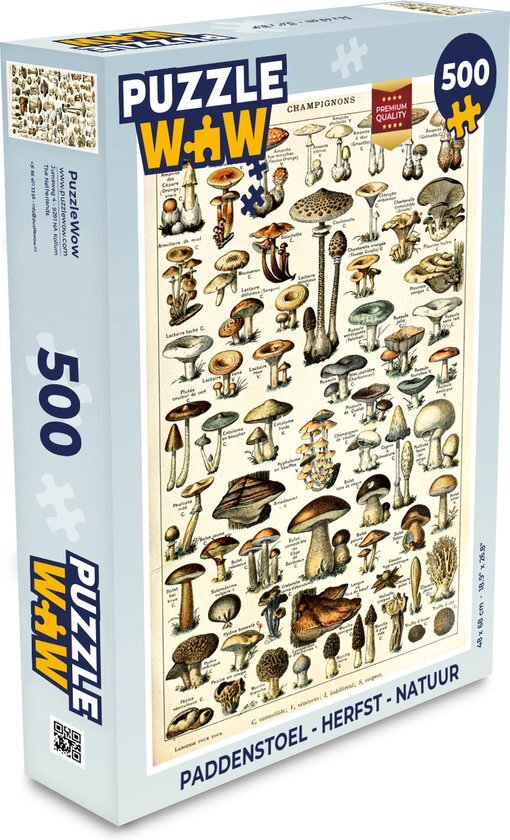 MuchoWow Puzzel Paddenstoel - Herfst - Seizoenen - Vintage - Adolphe Millot - Natuur - Legpuzzel - Puzzel 500 stukjes - Sinterklaas cadeautjes - Sinterklaas voor grote kinderen