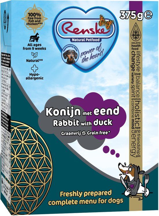 Renske Vers Graanvrij - Tetrapack 375 g - Hondenvoer - Konijn & Eend