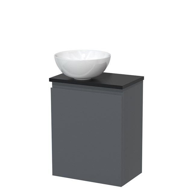 Maxaro Toiletmeubel met Waskom Keramiek Modulo Donkergrijs Greeploos 41 cm Mat Zwart Blad