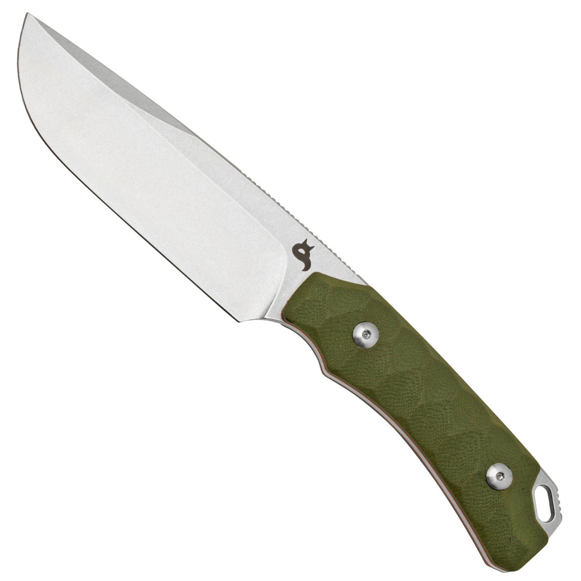 Fox Black Fox Lynx, D2 Stonewash, OD Green G10, BF-756OD vaststaand mes