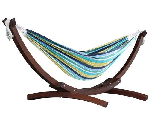 Vivere Double Cotton Hammock with Solid Pine Stand