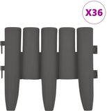 vidaXL Gazonranden 36 stuks 10 m PP grijs