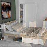 CBA Tweepersoonsbed Liva - 160x200cm - Wit/Eikdecor