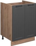 Vicco Wastafelkast Fame-Line, Donkergrijs/Goudkleurig Eiken, 60 cm