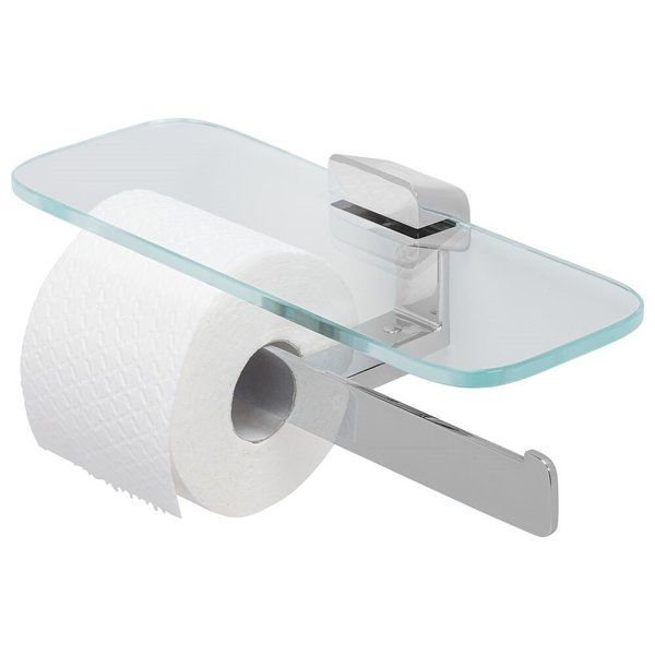 MSV ABC/ABS/Chrome toilet roll holder in transparent/silver, 14.5 x 10