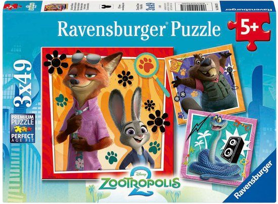 Ravensburger Zootopia Kinderpuzzel 3x49 Stukjes