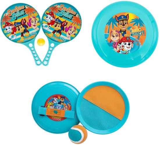 PAW Patrol strand spelset; tennis, frisbee en vangspel met bal