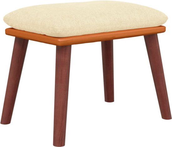 vidaXL Voetenbank 45x29,5x35 cm stof en kunstleer crèmekleurig