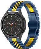 By Qubix - Stalen band - Donkerblauw met goud - Geschikt voor Garmin Forerunner 970 / 570 (47mm) / 255 - Smartwatch bandje 22mm