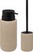 5five Toiletborstel in houder Onyx - beige - polystone - 40 x 9 cm - met zeeppompje 350 ml