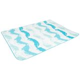 AKTIVE 62412 Strandmat, gewatteerd, waterdicht, opvouwbaar, licht, voor camping, picknick en outdoor, 200 x 150 cm, blauw bedrukt