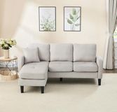Merkloos Modulaire L-vormige Hoekbank met Chaise Longue Beige - Katoen - 185x185x82 cm