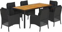 vidaXL 7-delige tuinset met kussens, polyrattan, zwart
