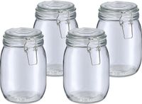 Zeller Voorraadpot/bewaarpot Alfie - 4x - 1L - glas - beugelsluiting - D11 x H17 cm