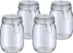 Zeller Voorraadpot/bewaarpot Alfie - 4x - 1L - glas - beugelsluiting - D11 x H17 cm
