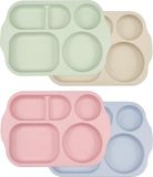 OEM Impact Life Set van 4 plastic kinderborden, borden met verdelers, onbreekbare dinerborden, kinderborden, gedeeld plastic met 5 vakken voor volwassenen kinderen