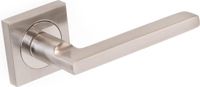 Emuca Klinken Perth voor binnendeuren, met rozet 50x50 mm, Aluminium en zamak, satijnnikkel, 1 set.
