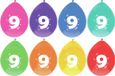 Haza Leeftijd Ballonnen 9 Jaar - 16 stuks - 29 cm - Verjaardag - Multi